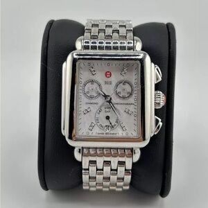 Michele Deco Diamond Mother of Pearl Dal Steel Women's Watch MWW06A000778 #40